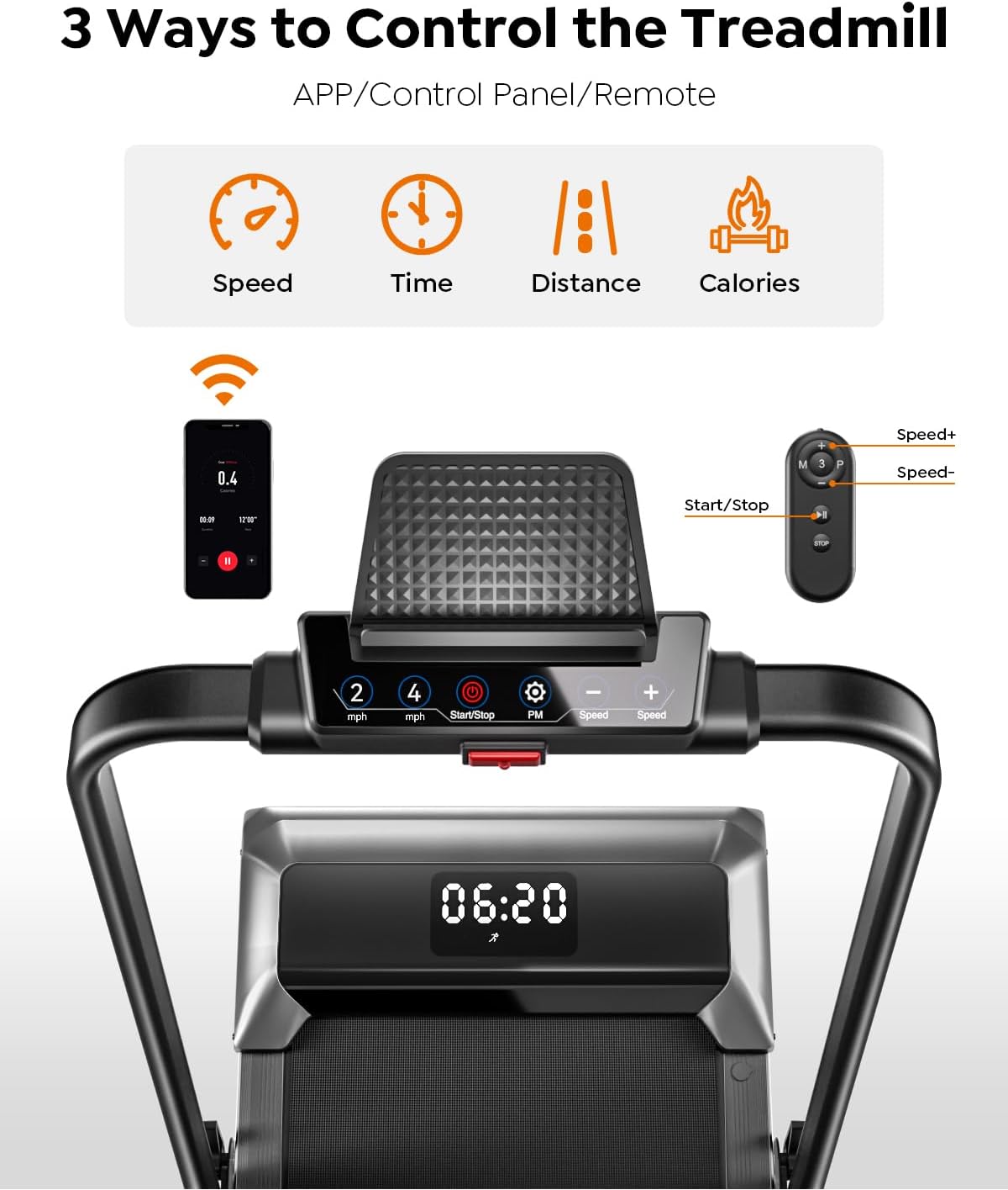 Walking Pad Treadmill with Incline, 2 in 1 Foldable Treadmills for Home Small Office, 300lbs Portable Compact Under Desk Treadmill with App, Remote Control and LED Display - Image 6