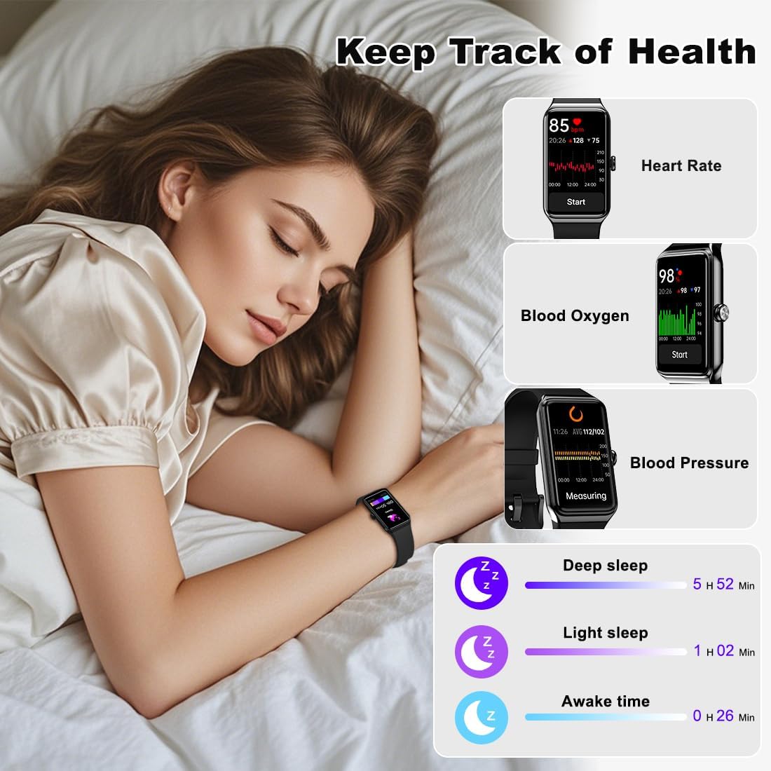 Fitness Tracker- Smart Watch with 1.47" Health Activity Trackers 24/7 Heart Rate,Stress Management, Monitor Blood Oxygen, Sleep Tracking Fitness Watch for Android iPhone Women Men - Image 4