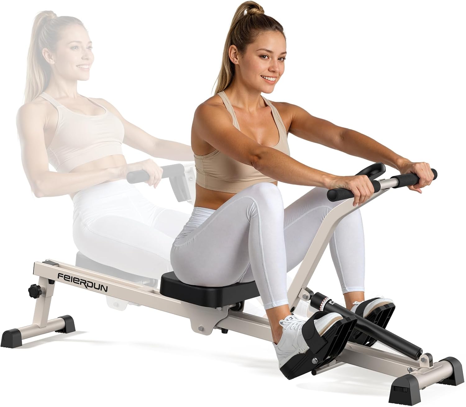 Feierdun Compact Adjustable Rowing Machine for Home 300LBS Weight Capacity with 12 Levels of Resistance for Complete Body Workouts Foldable Hydraulic Rower for Home - Image 2