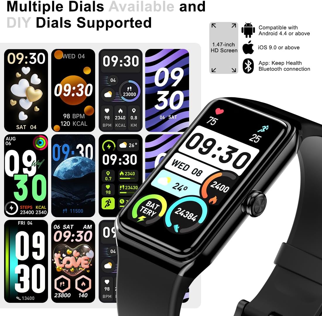 Fitness Tracker- Smart Watch with 1.47" Health Activity Trackers 24/7 Heart Rate,Stress Management, Monitor Blood Oxygen, Sleep Tracking Fitness Watch for Android iPhone Women Men - Image 7
