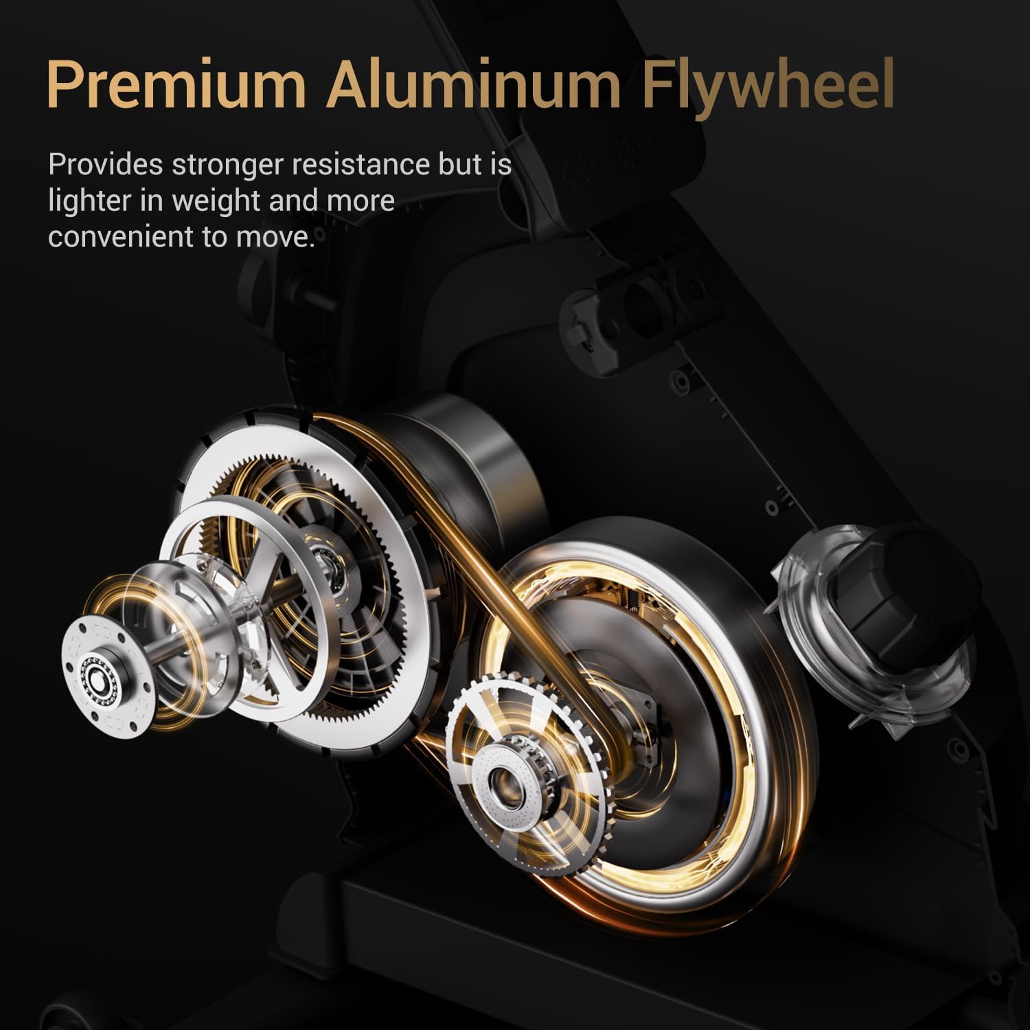 UMAY Rowing Machine, Magnetic Rower with Extended Slide Rail, Aluminum Flywheel, Ultra-Quiet Rowing Machines for Home, 16-Level Adjustable Resistance Suitable for All Family Members - Image 3