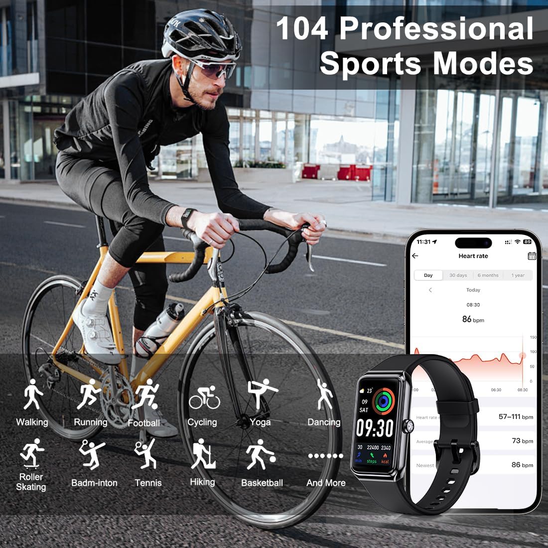 Fitness Tracker- Smart Watch with 1.47" Health Activity Trackers 24/7 Heart Rate,Stress Management, Monitor Blood Oxygen, Sleep Tracking Fitness Watch for Android iPhone Women Men - Image 6