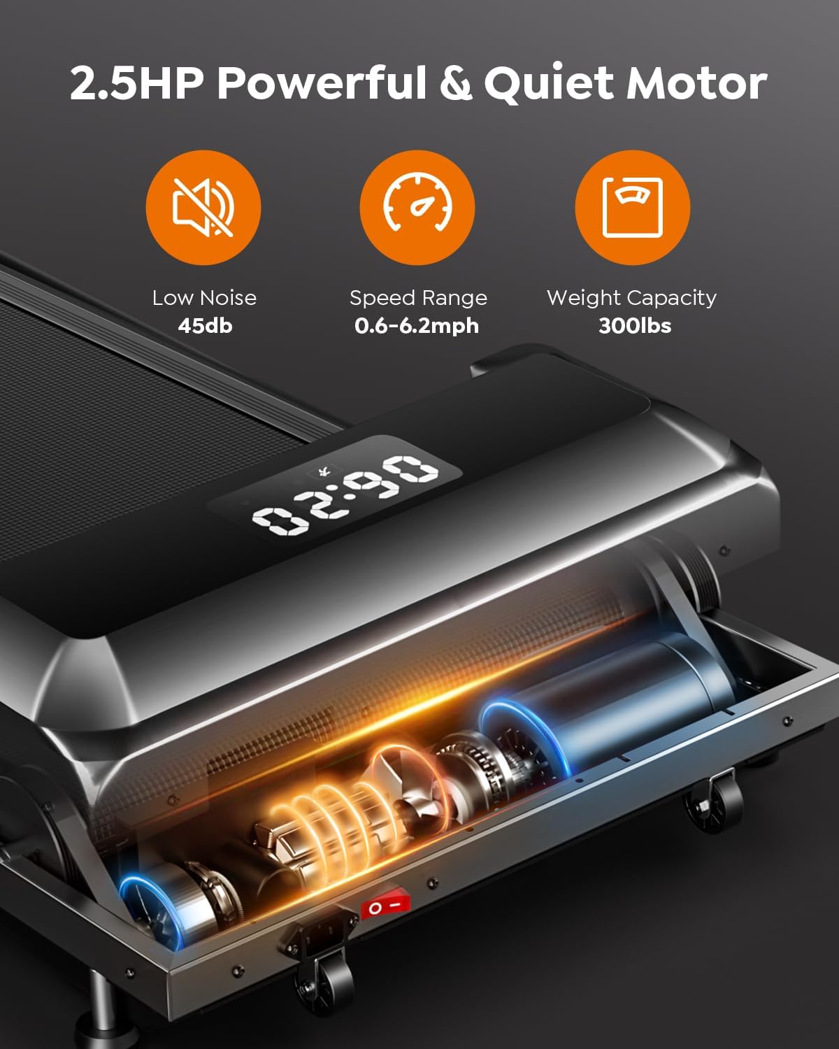 Walking Pad Treadmill with Incline, 2 in 1 Foldable Treadmills for Home Small Office, 300lbs Portable Compact Under Desk Treadmill with App, Remote Control and LED Display - Image 7