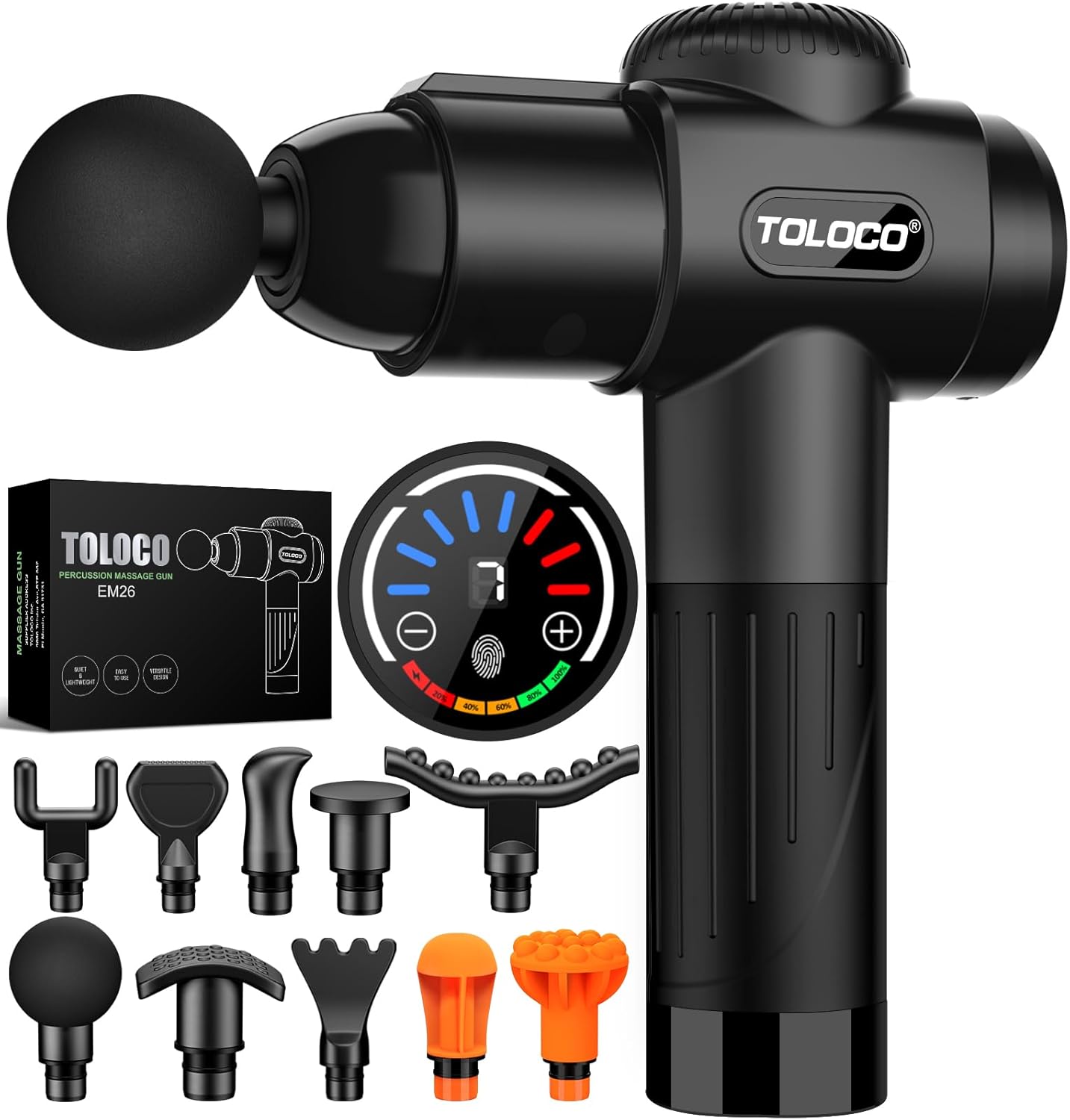 TOLOCO Massage Gun, Deep Tissue Back Massage for Athletes for Pain Relief, Percussion Massager with 10 Massages Heads & Silent Brushless Motor, Black - Image 2