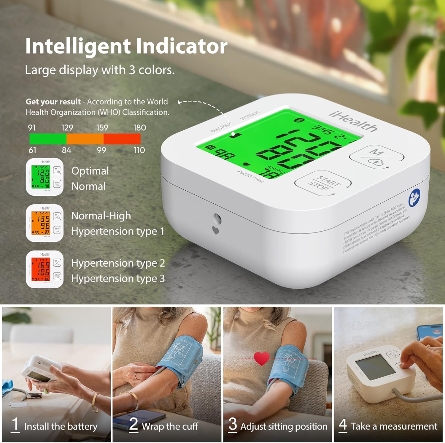 iHealth Track Smart Upper Arm Blood Pressure Monitor with Wide Range Cuff That fits Standard to Large Adult Arms, Bluetooth Compatible for iOS & Android Devices - Image 4