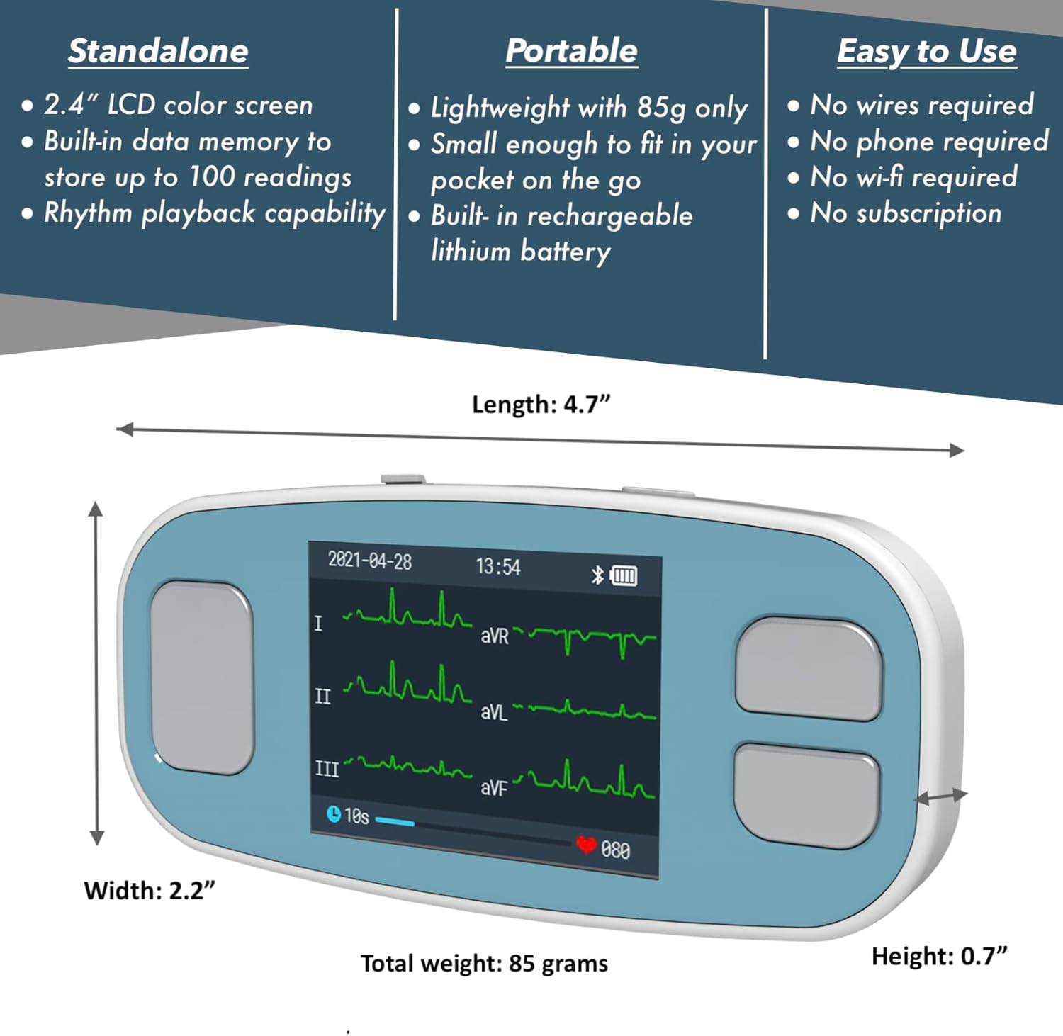 EMAY 6L Portable ECG Monitor | Record ECG and Heart Rate in 6 Channels | Compatible with Smartphone and PC | No Subscription Required - Image 10