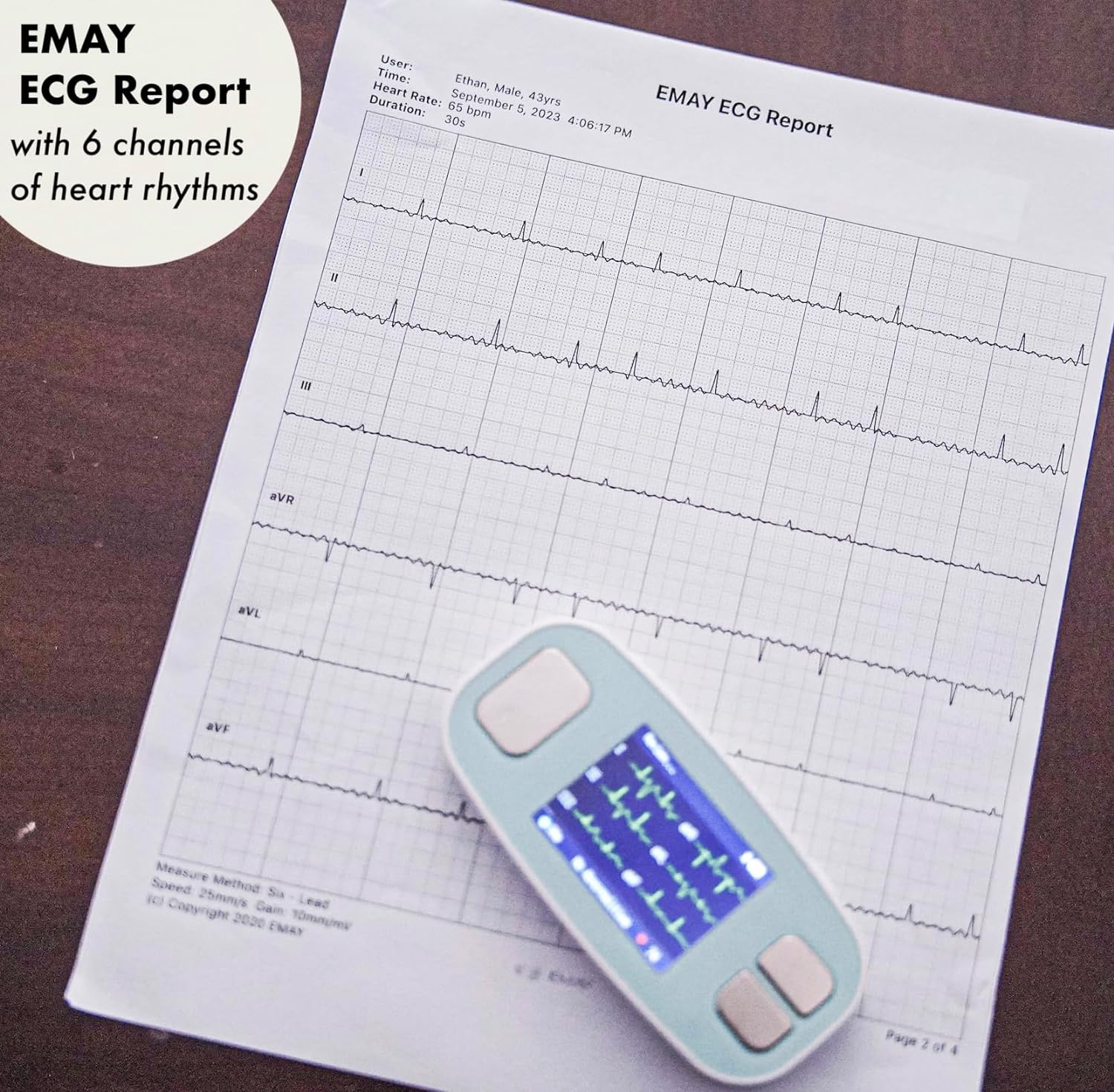 EMAY 6L Portable ECG Monitor | Record ECG and Heart Rate in 6 Channels | Compatible with Smartphone and PC | No Subscription Required - Image 8