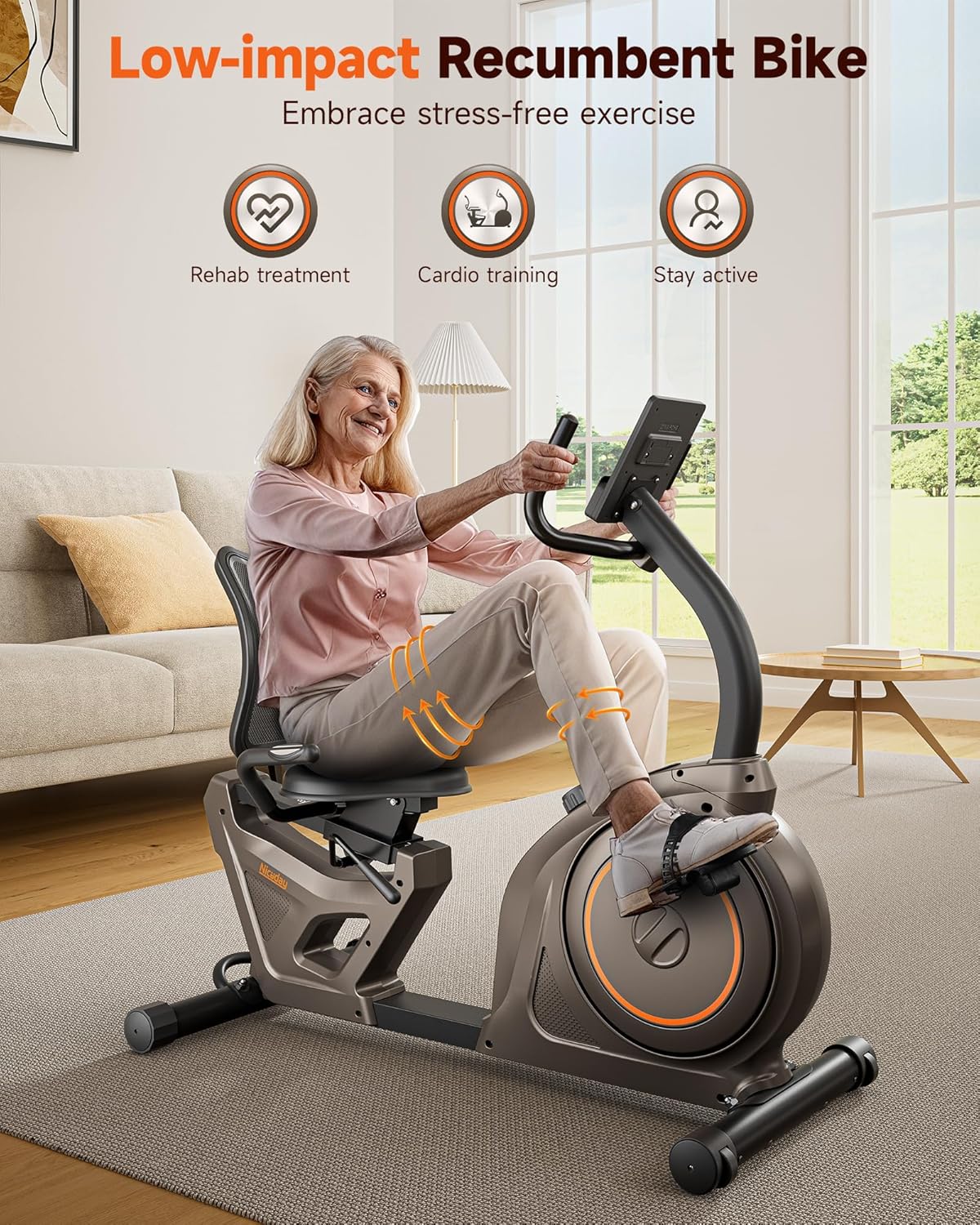 Niceday Recumbent Exercise Bike, Recumbent Bike for Home, Recumbent Stationary Bike 400LBS Weight Capacity, Magnetic Recumbent Bike with Smart APP, LCD Monitor, Heart Rate Handle - Image 3